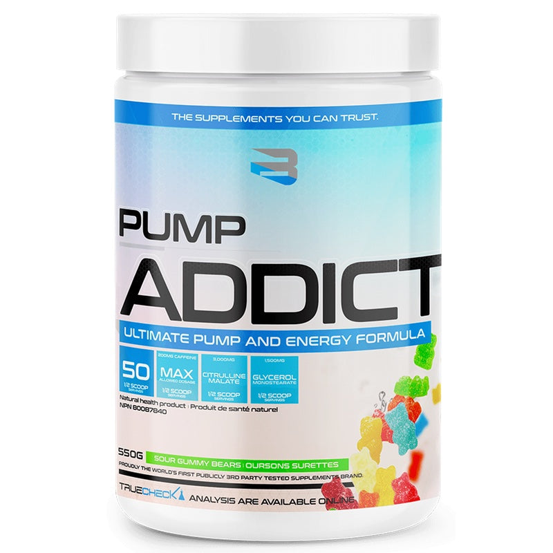 Believe Pump Addict - 50 Servings (1/2 Scoop) Sour Gummy Bears - Pre-Workout - Hyperforme.com
