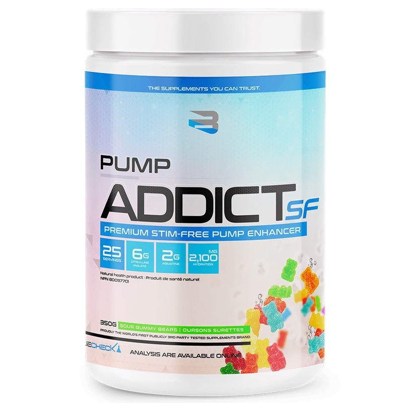 Believe Pump Addict SF Stimulant Free - 25 Servings Sour Gummy Bears - Pre-Workout - Hyperforme.com