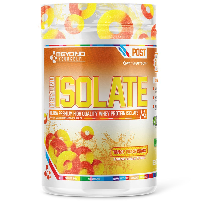 Beyond Yourself Isolate Protein Candy Shoppe - 840g Tangy Peach Ringz - Protein Powder (Whey Isolate) - Hyperforme.com