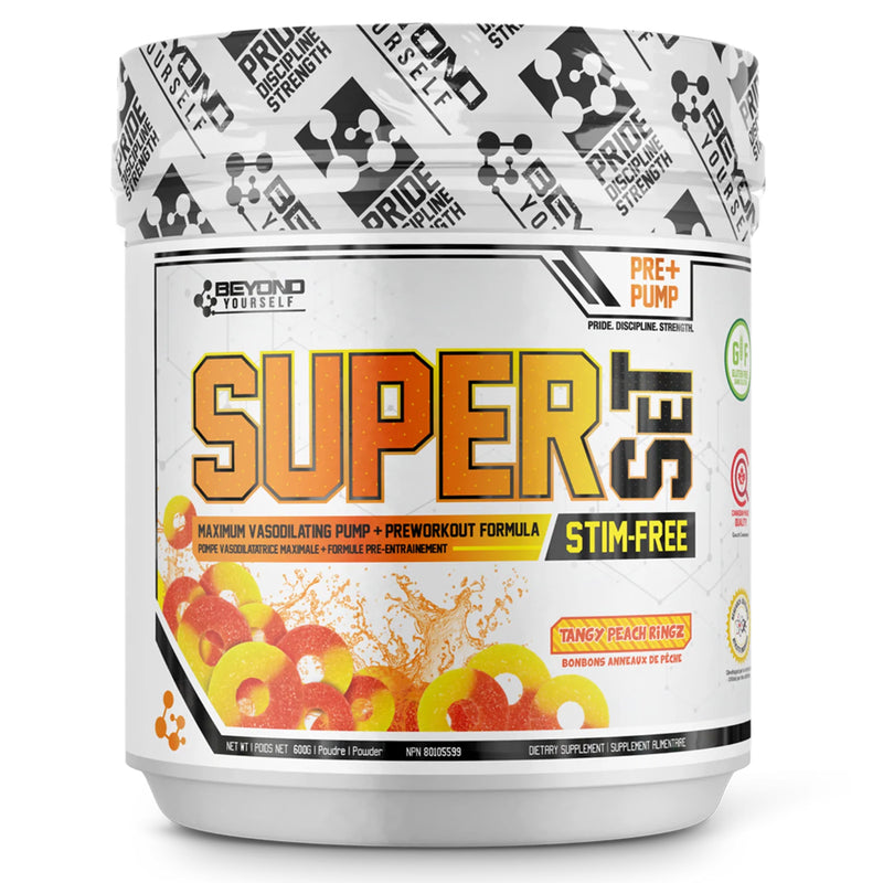 Beyond Yourself Superset Stim-Free - 40 Servings Tangy Peach Ringz - Pre-Workout - Hyperforme.com