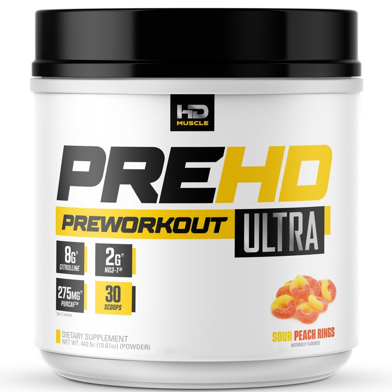 HD Muscle PreHD Ultra - 30 Servings Sour Peach Rings - Pre-Workout - Hyperforme.com