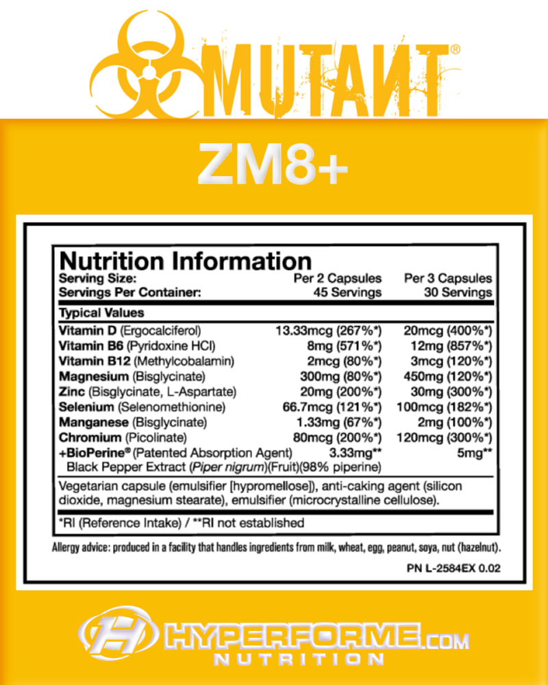 Mutant ZM8+ - 90 Caps - Vitamins and Minerals Supplements - Hyperforme.com