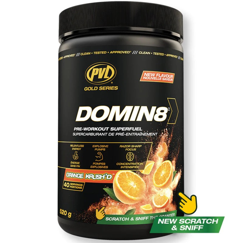 PVL Gold Series Domin8 Pre-Workout - 40 Servings Orange Krush'd - Pre-Workout - Hyperforme.com