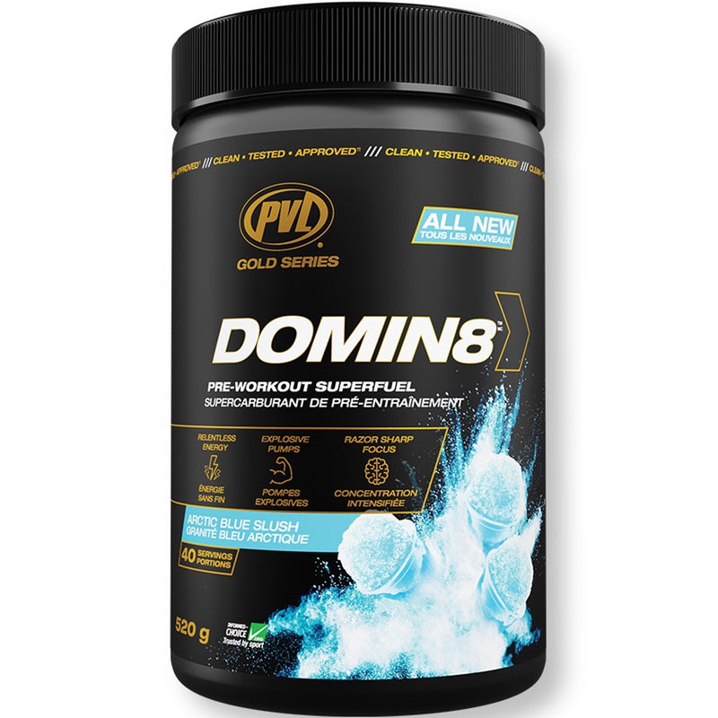 PVL Gold Series Domin8 Pre-Workout - 40 Servings Arctic Blue Slush - Pre-Workout - Hyperforme.com