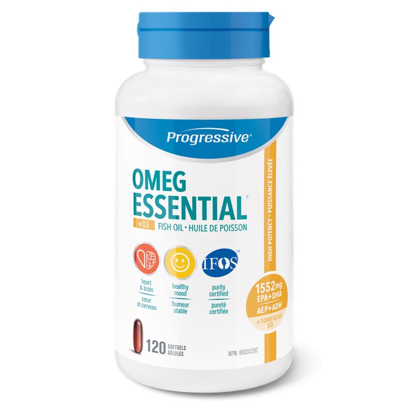 Progressive Omega Essential + Vit D - 120 Softgels - Omega 3 Supplements - Hyperforme.com