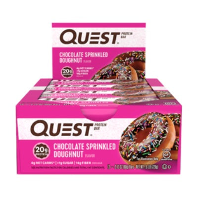 Quest Bars - 12 Bars Chocolate Sprinkled Doughnut - Protein Bars - Hyperforme.com
