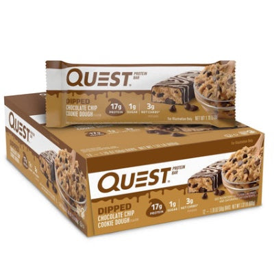 Quest Bars - 12 Bars Dipped Chocolate Chip Cookie Dough - Protein Bars - Hyperforme.com