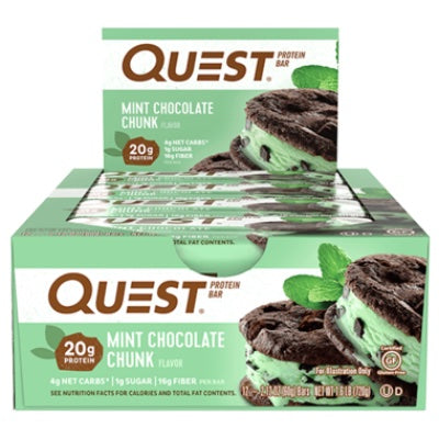 Quest Bars - 12 Bars Mint Chocolate Chunk - Protein Bars - Hyperforme.com