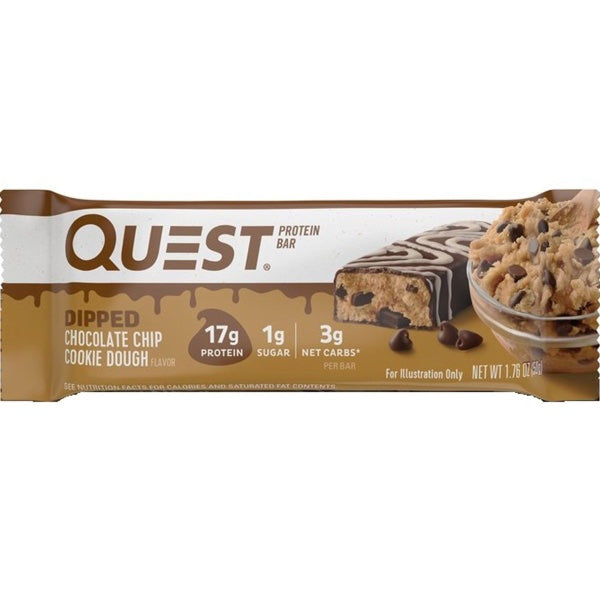 Quest Bars - 1 Bar Dipped Chocolate Chip cookie Dough - Protein Bars - Hyperforme.com