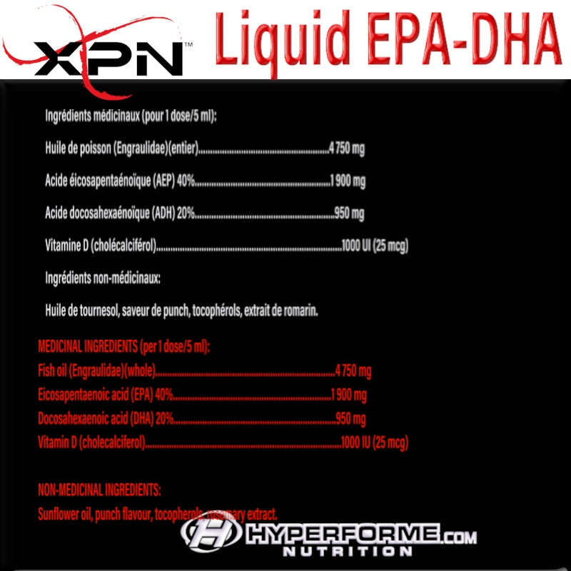 XPN Omega-3 EPA+DHA- Liquid Tropical Punch - 250ml - Omega 3 Supplements - Hyperforme.com