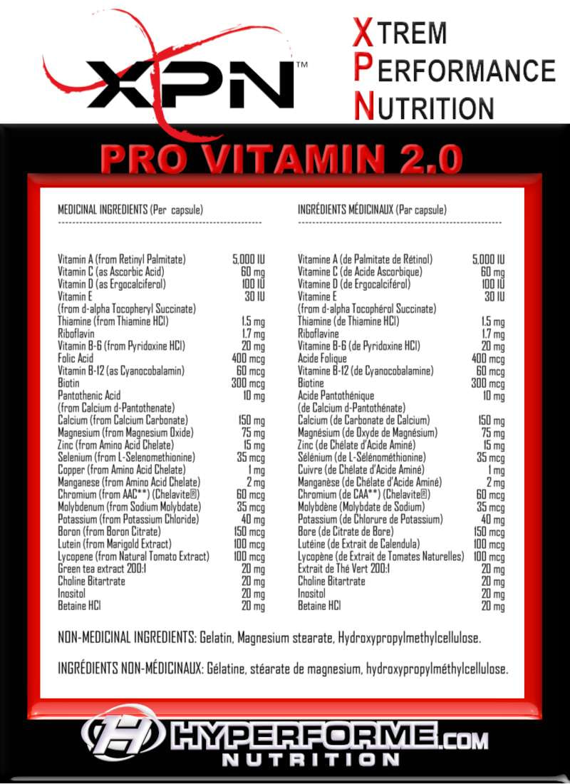 XPN Pro Vitamin 2.0 - 100 Caps - Vitamins and Minerals Supplements - Hyperforme.com