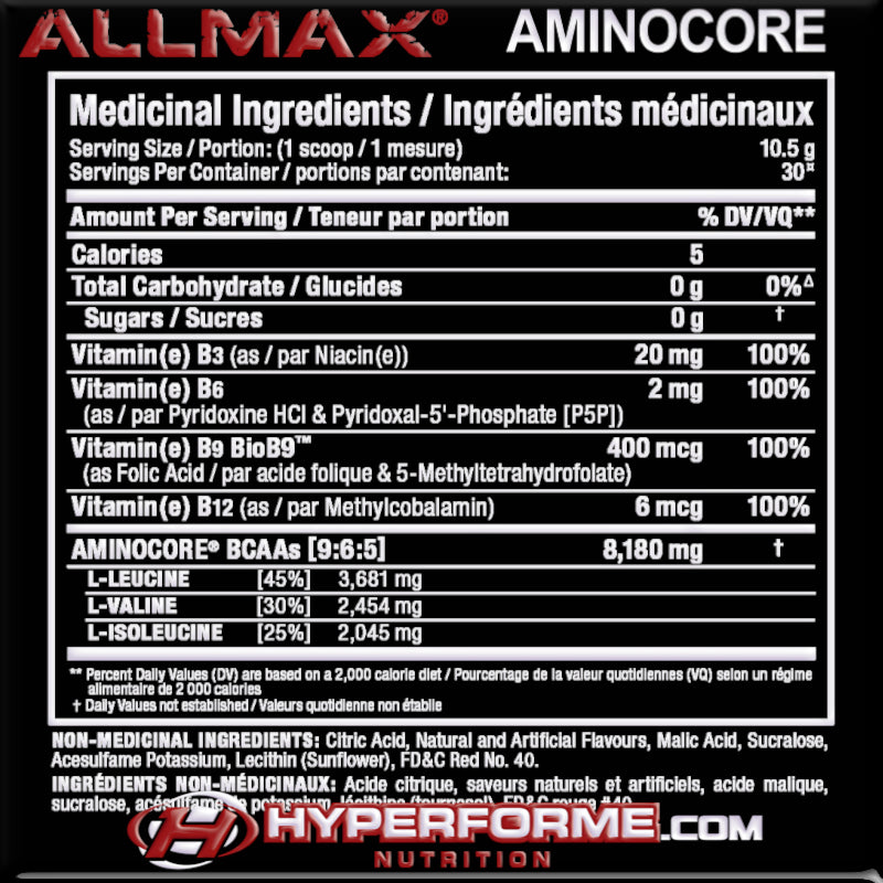 Allmax Aminocore - 30 Servings - BCAA - Hyperforme.com