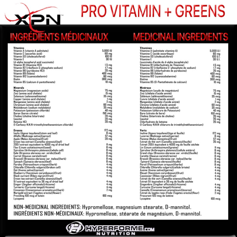 XPN Pro Vitamin + Greens - 90 Caps - Vitamins and Minerals Supplements - Hyperforme.com
